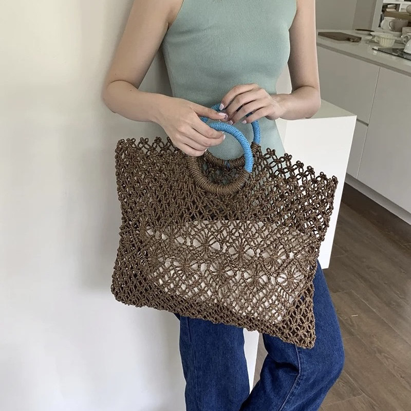 Tote Bag Beach - Boho geweven stro draagtas voor dames