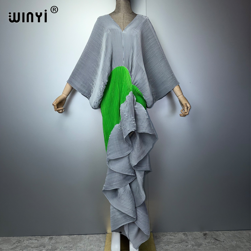 Cover Up Kaftan - WINYI Nieuwe Geplooide Slanke Hoge-Split Jurk