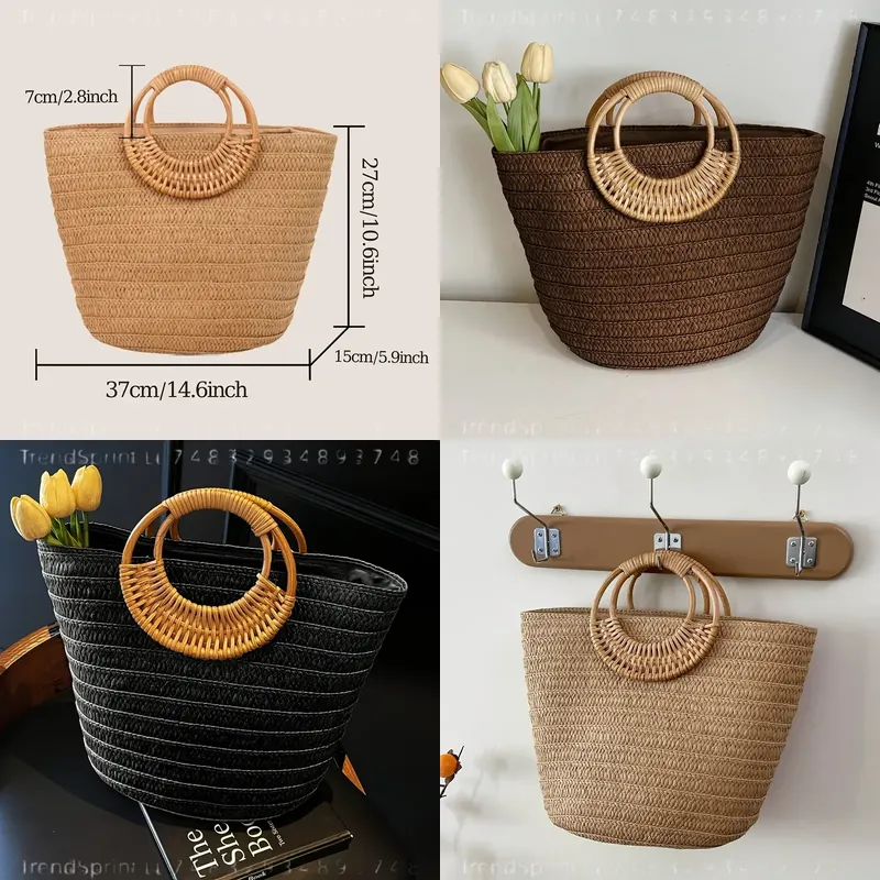 Tote Bag Beach - Dames zomer geweven papieren draagtas grote