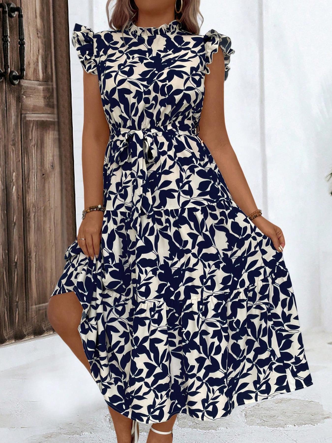 Romper Floral Print - Plus size bloemenprint ruches riem ruches