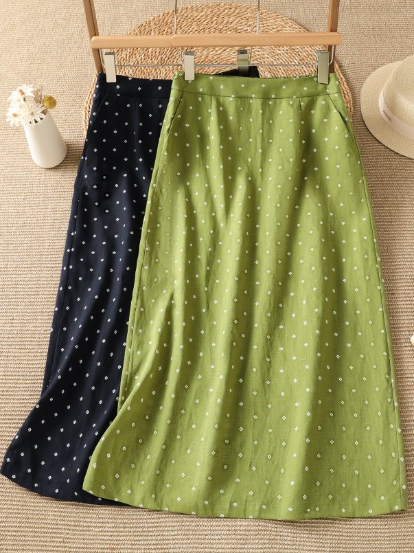 Midi Skirt Floral - Hoge taille bloemenrok met bloemenprint, dunne