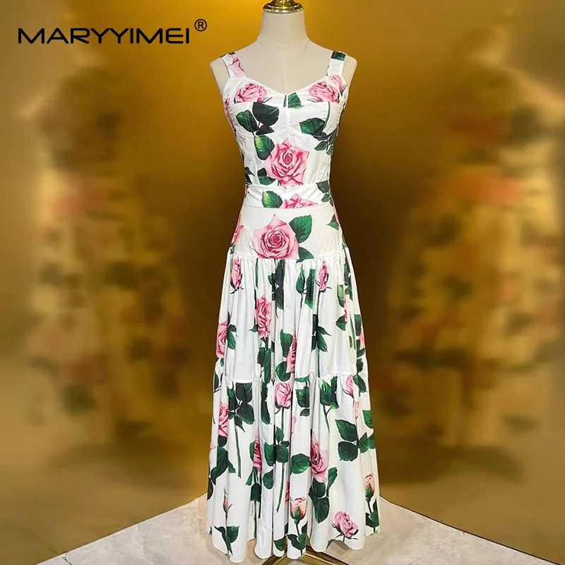 Romper Floral Print - MARYYIMEI Bloemenprint Geplooide Splicing Mode Pak