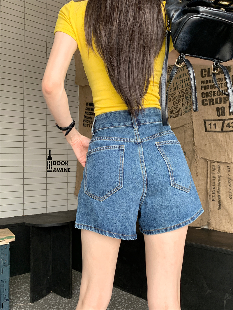 Blauwe denim shorts voor dames - Shorts Denim Frayed recensie en prijs