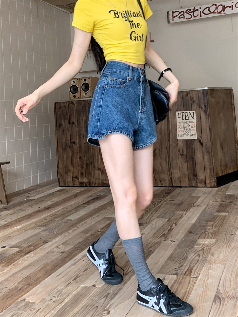 Blauwe denim shorts voor dames - Shorts Denim Frayed recensie en prijs