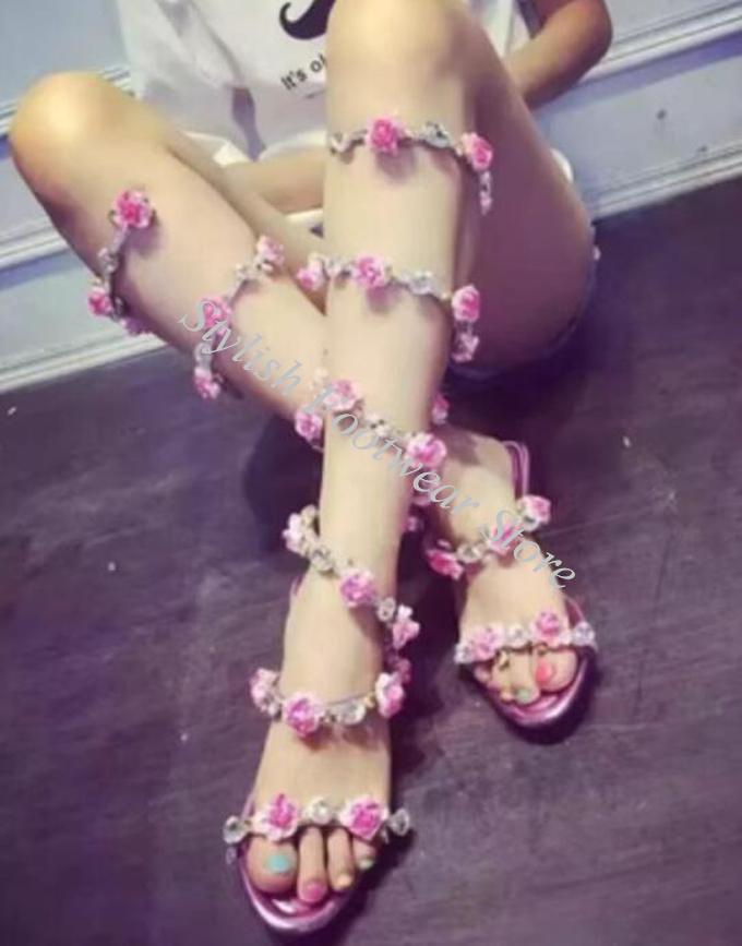 Romantische roze bloem met kri - Sandal Strappy Heeled recensie en prijs