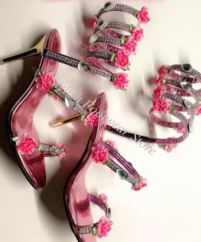 Romantische roze bloem met kri - Sandal Strappy Heeled recensie en prijs