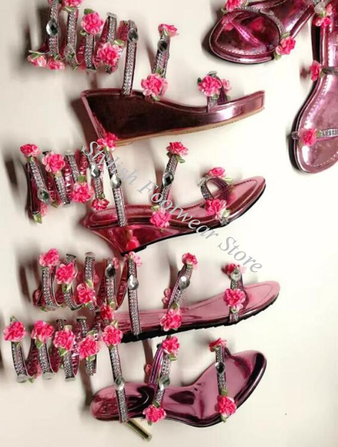 Romantische roze bloem met kri - Sandal Strappy Heeled recensie en prijs